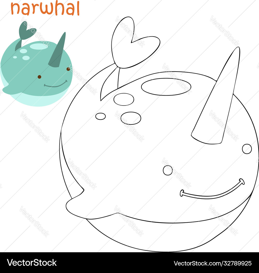 Cute Narwhal Coloring Pages Vector Images 44
