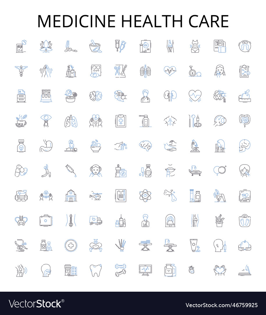 medicine-health-care-outline-icons-collection-vector-image