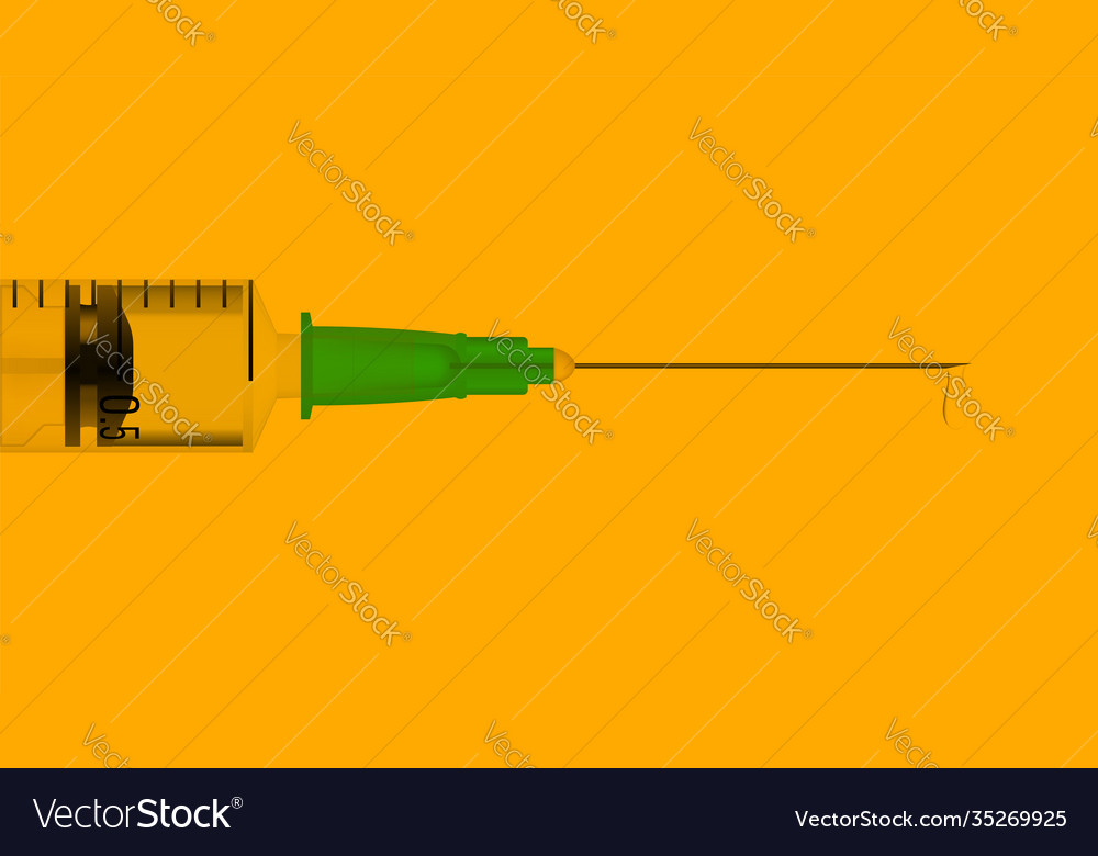 Plastic realistic syringe with needle vaccination vector image Plastic realistic syringe with needle vaccination