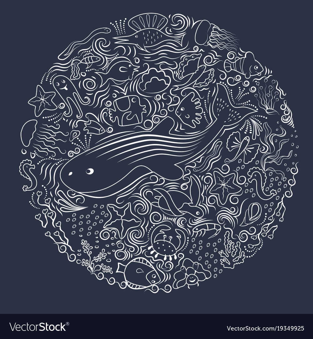 Sea ornament in a circle