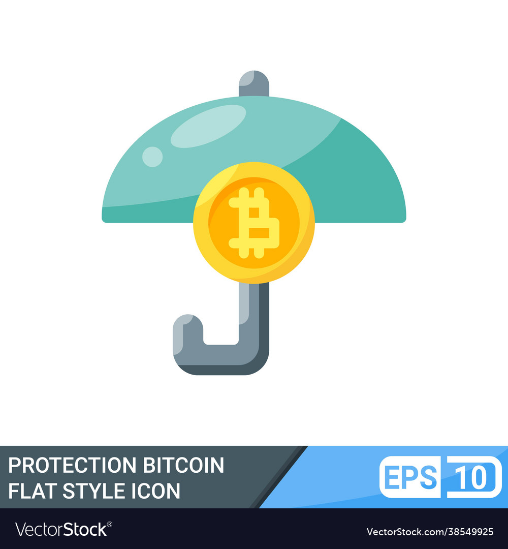 Secure and protected bitcoin flat style icon