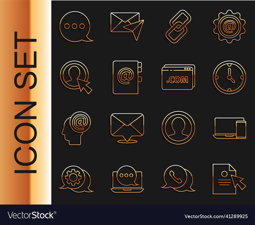 Set line document and cursor monitor phone clock Vector Image Set line document and cursor monitor phone clock