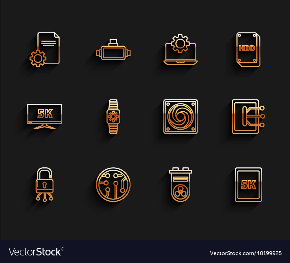Set line lock on digital circuit board processor vector image Set line lock on digital circuit board processor