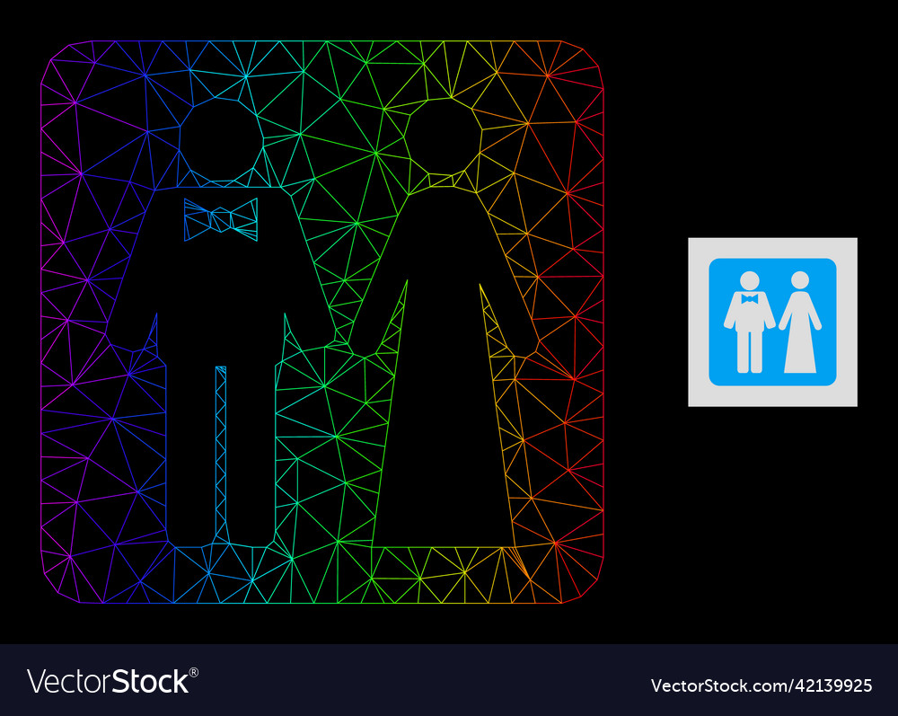 Spectrum gradiented polygonal net just married vector image Spectrum gradiented polygonal net just married