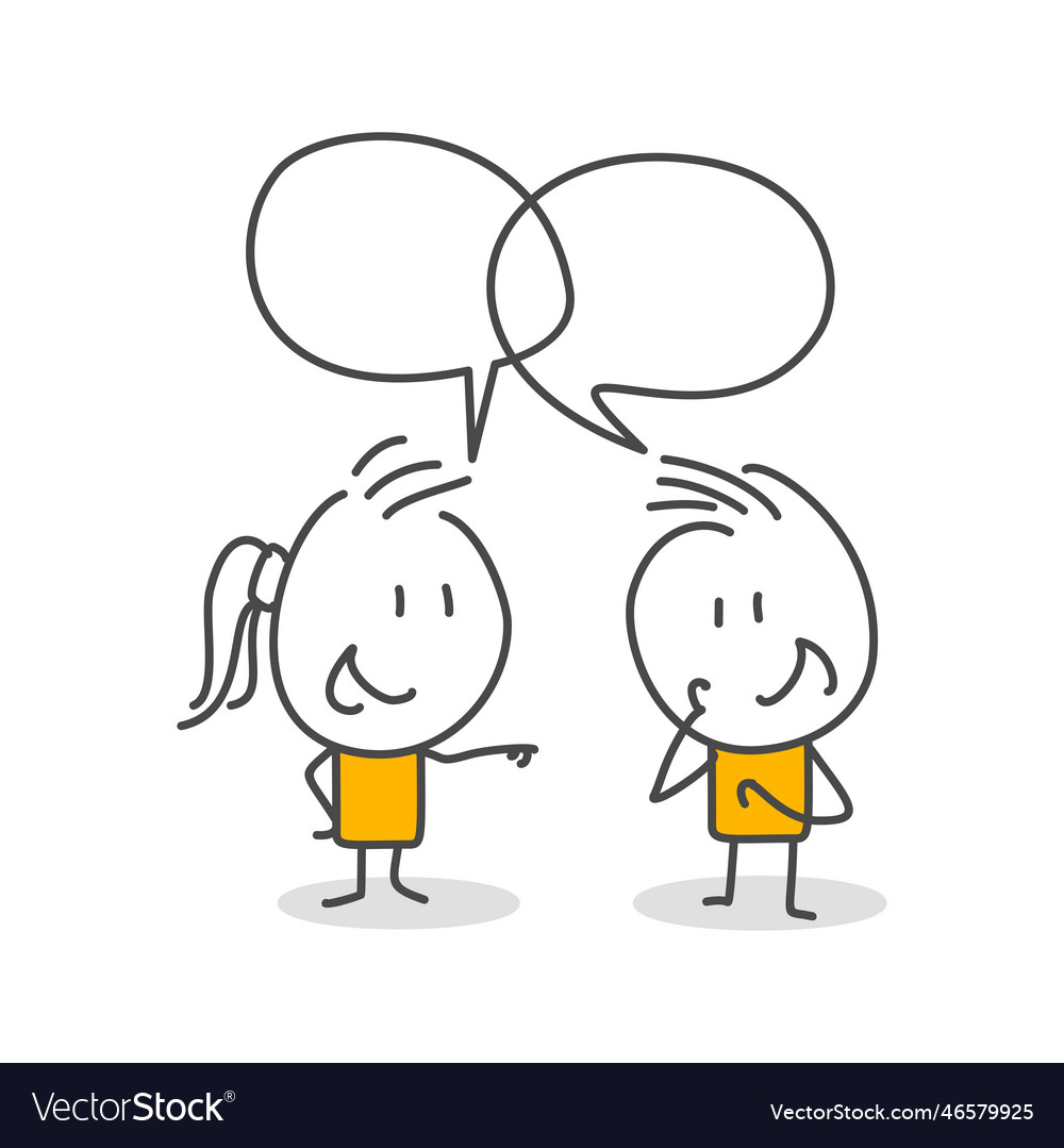 Stick figures people with speech bubbles Vector Image