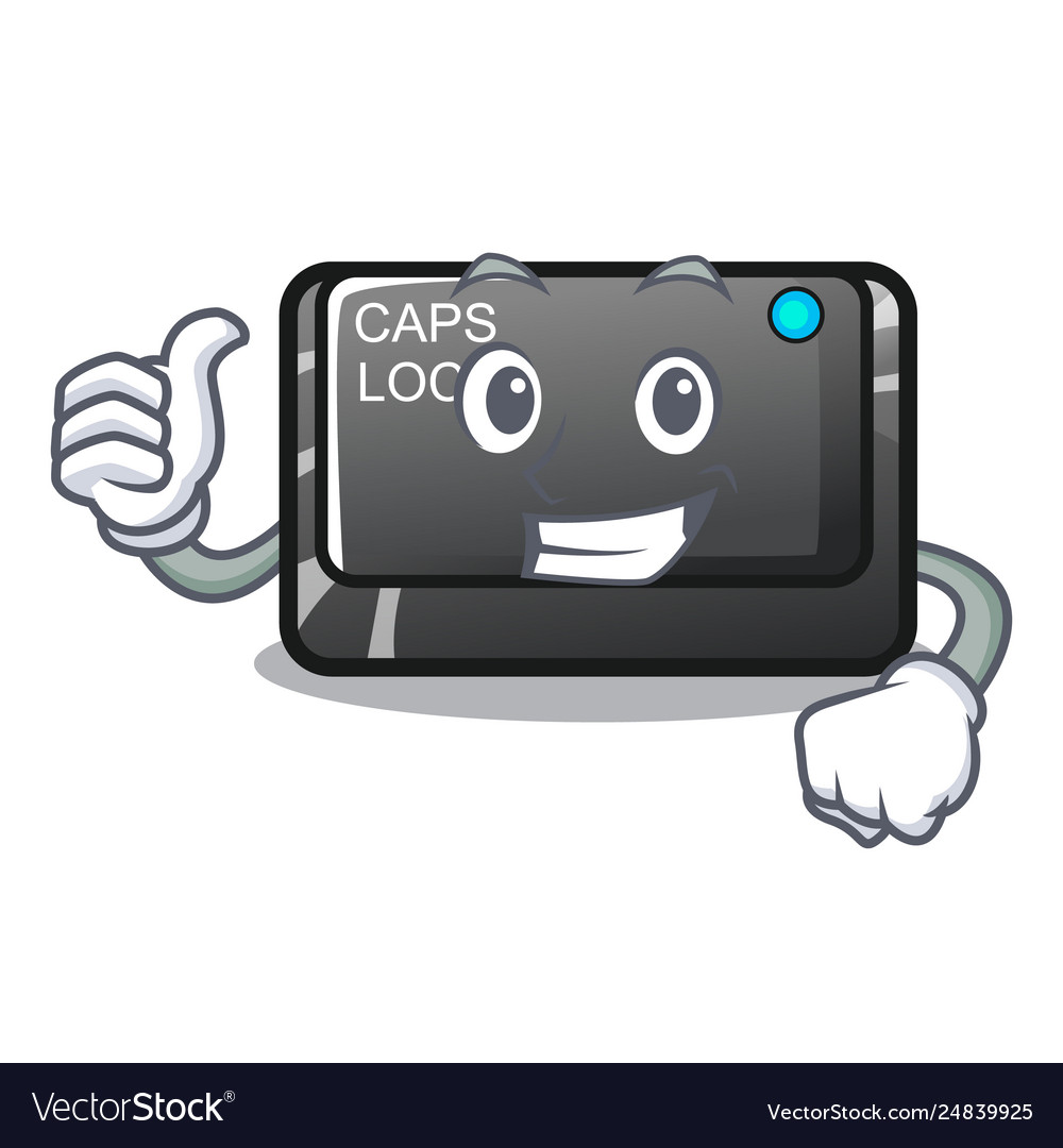 Thumbs up capslock button in shape character