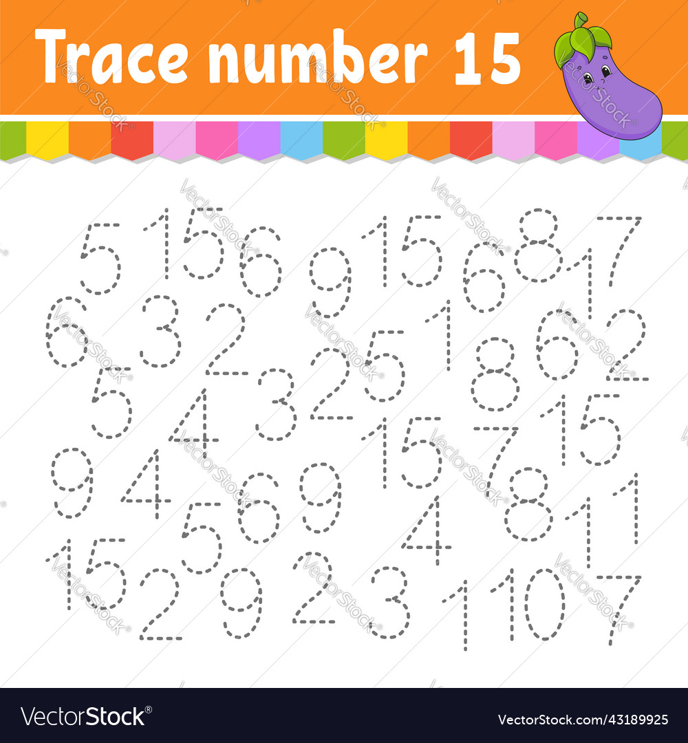 Trace number handwriting practice learning vector image Trace number handwriting practice learning