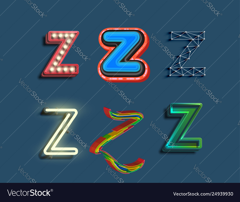 A character set 6 different styled font vector image A character set 6 different styled font