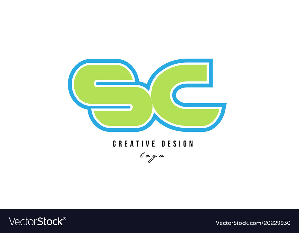 Blue green alphabet letter sc s c logo icon design