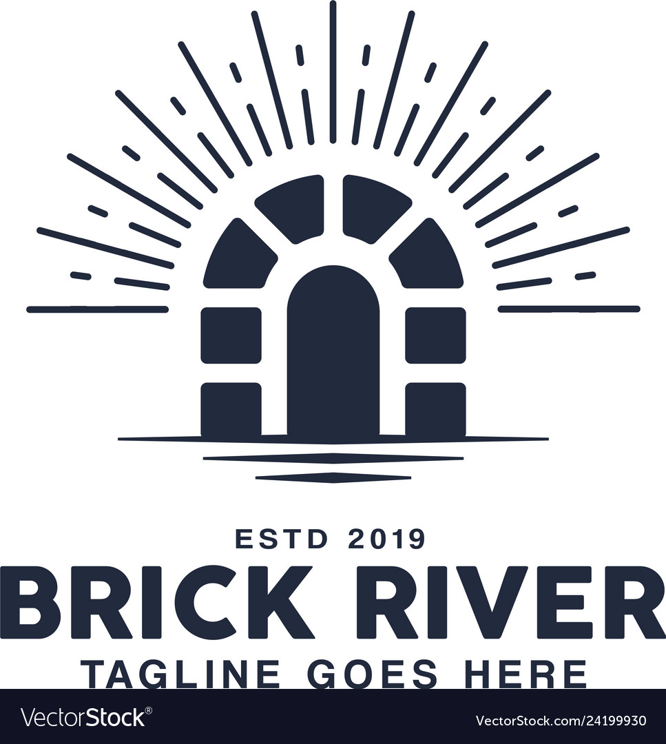 Canal waterway brick bridge logo design inspiratio