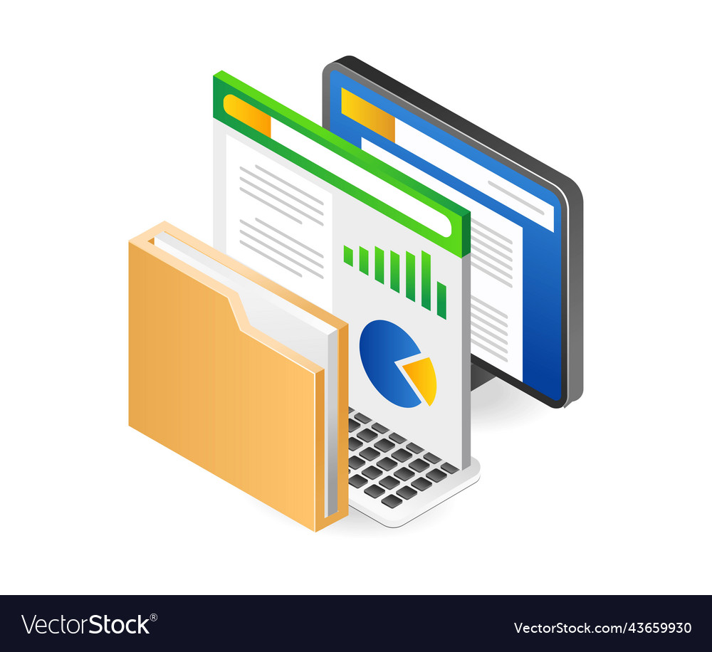 Computer analysis data folder vector image Computer analysis data folder