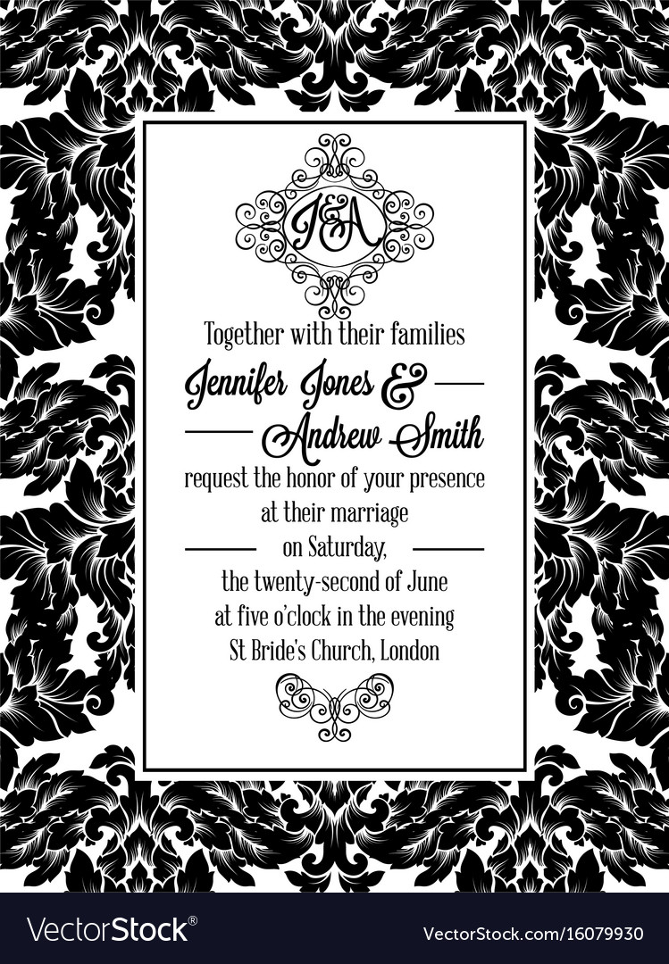 Damask victorian brocade pattern invitation