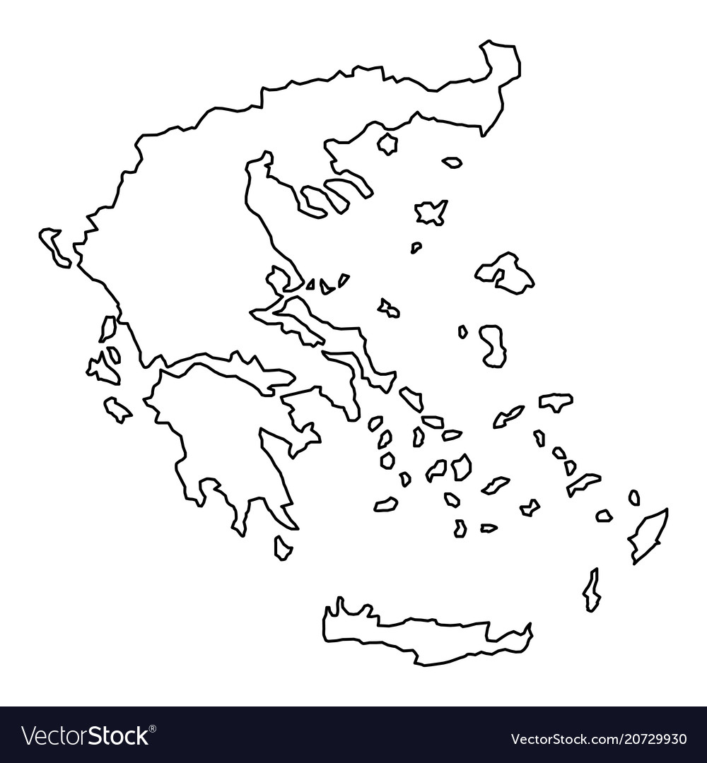 Greece Map Black And White Greece Map Of Black Contour Curves Royalty Free Vector Image
