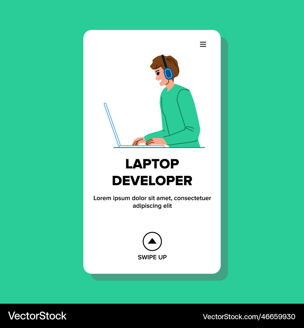 Laptop developer man Royalty Free Vector Image