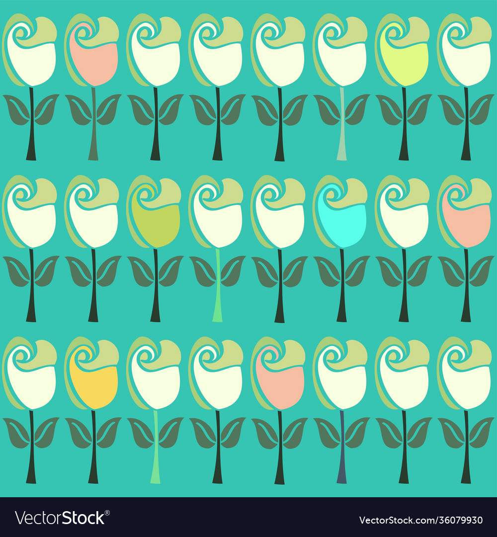Repeat retro flower in stencil style pattern Vector Image Repeat retro flower in stencil style pattern