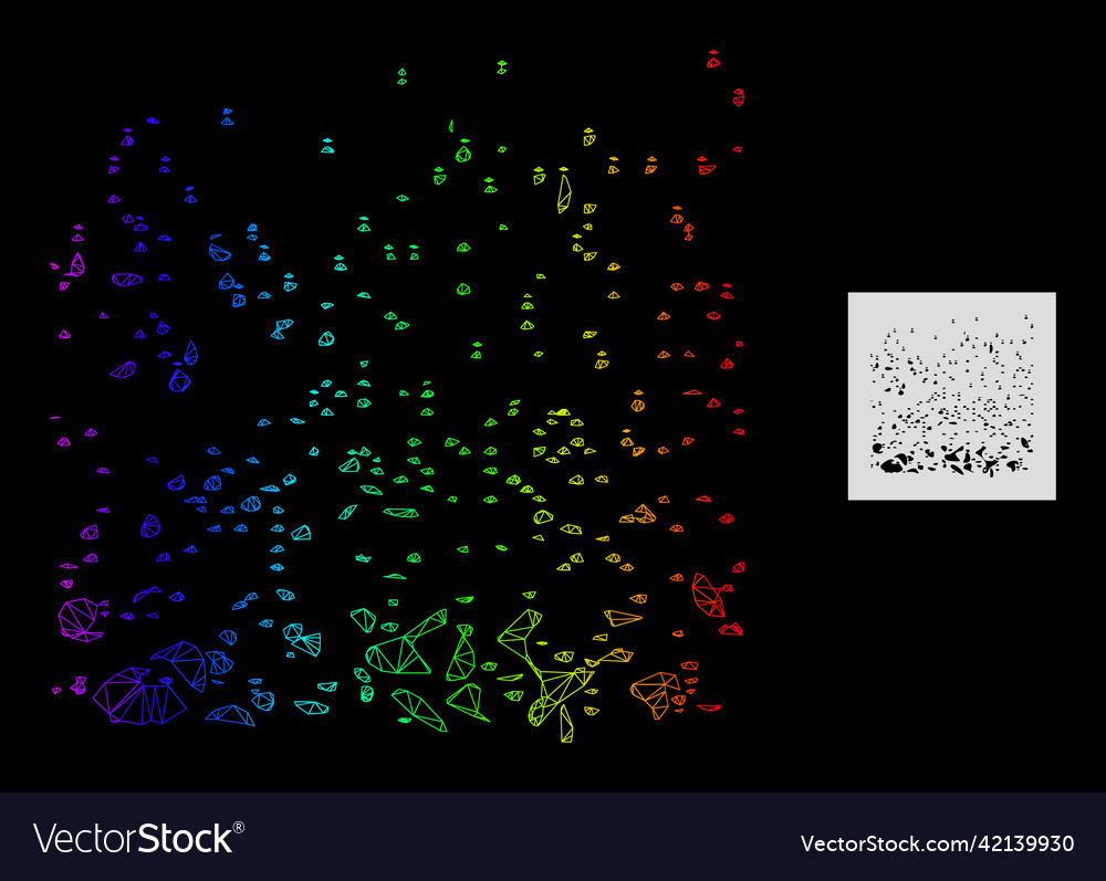 Spectral gradient polygonal net powder participles vector image Spectral gradient polygonal net powder participles