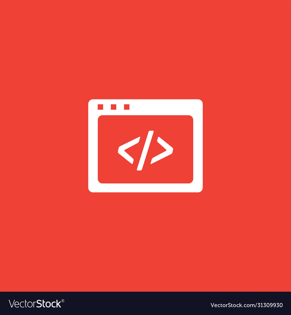 Web page code icon on red background flat