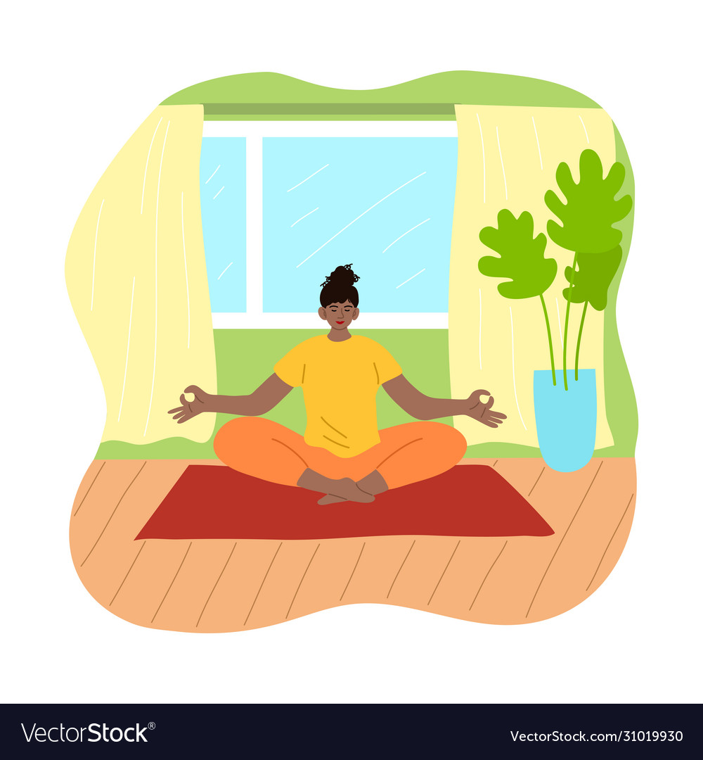 Woman doing yoga during isolation for protection