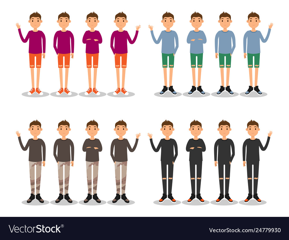Junge Männer Mode moderne Wohnung Avatar vector image Junge Männer Mode moderne Wohnung Avatar