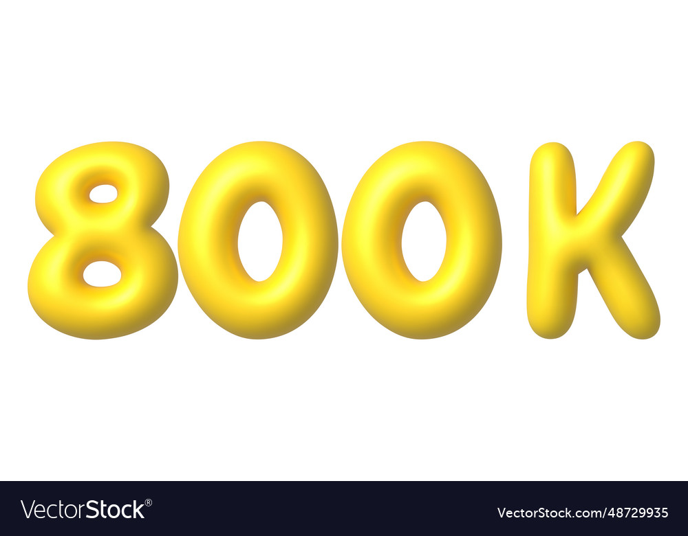 800k 800000 followers in social media 3d gold