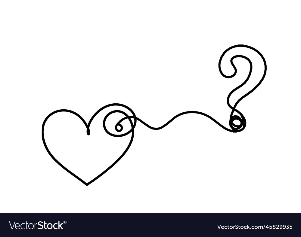 Abstract heart with question mark as continuous vector image Abstract heart with question mark as continuous