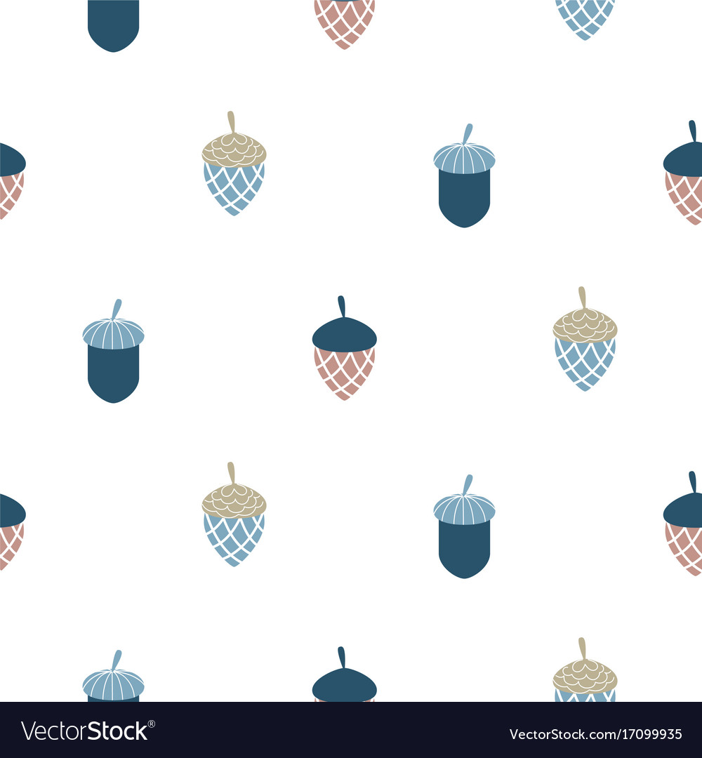 Blue scandi acorn simple seamless pattern