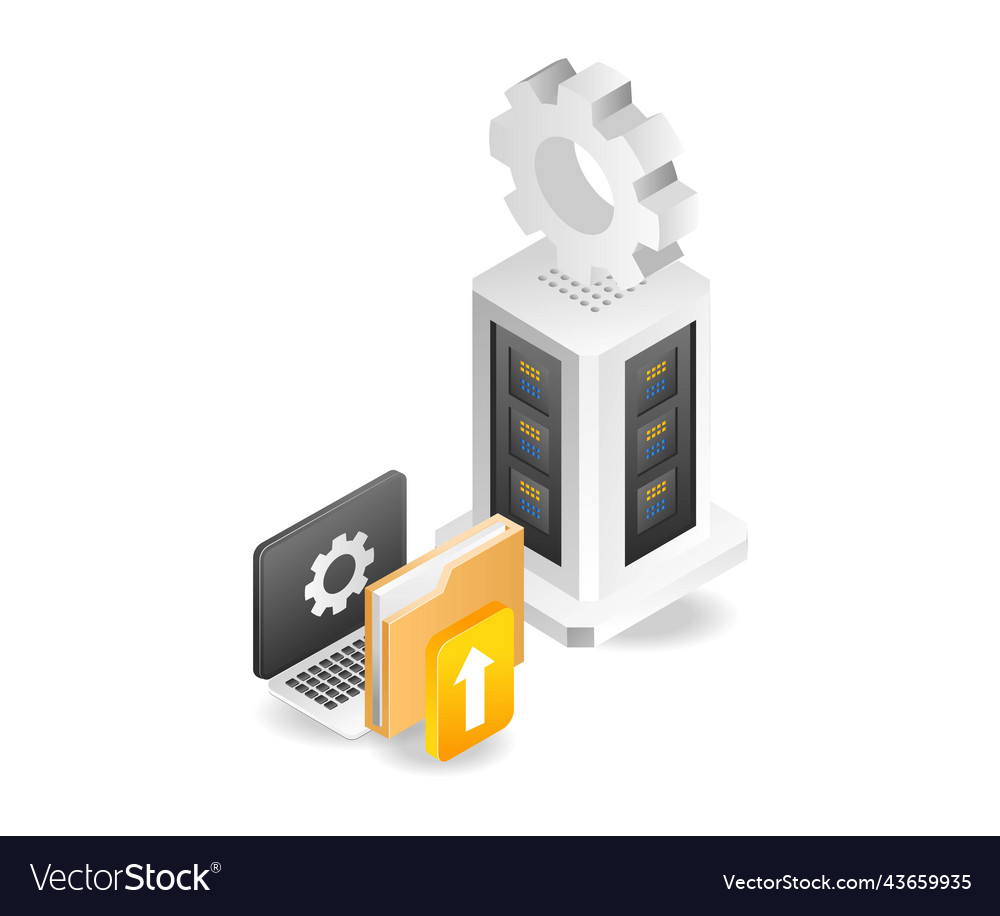 Computer data and server hosting vector image Computer data and server hosting