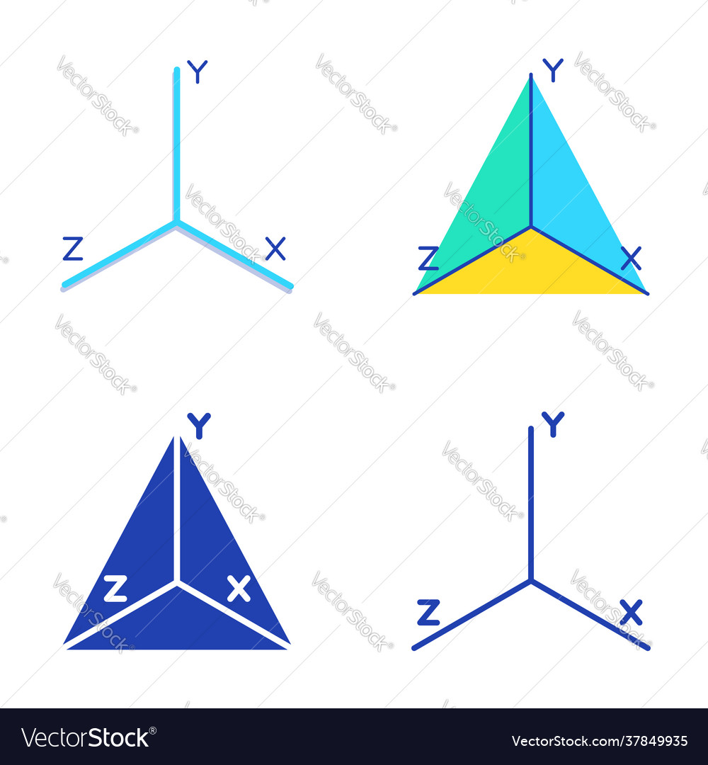 Coordinate axis icon set in flat and line style