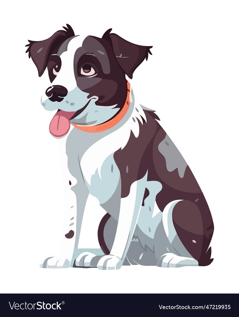 Cute puppy sitting with tongue out Royalty Free Vector Image