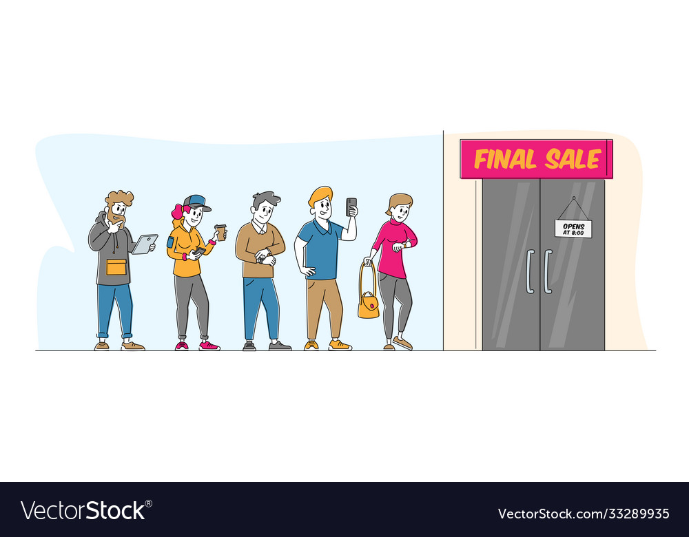 Diverse people dressed in standing queue Vector Image