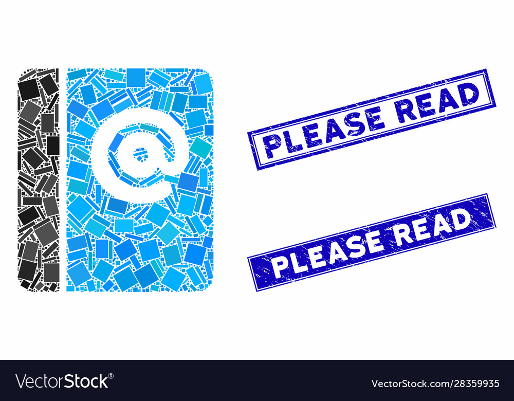 Emails mosaic and scratched rectangle please read vector image Emails mosaic and scratched rectangle please read