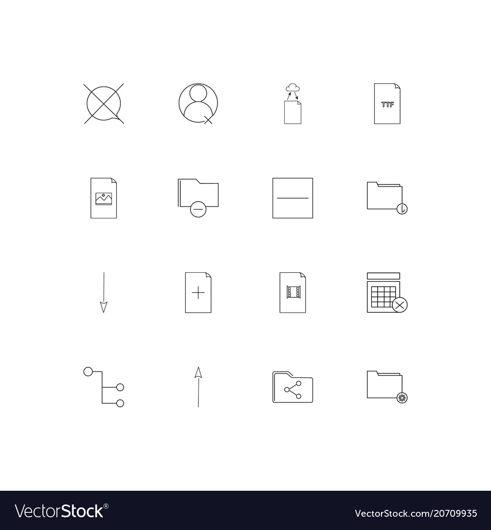 Dateien und Ordner unterschreiben einfache lineare Symbole Set
