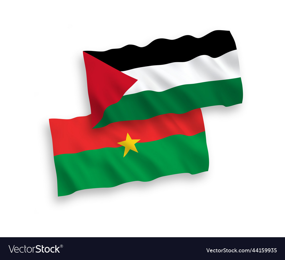 Flags of burkina faso and palestine on a white Vector Image