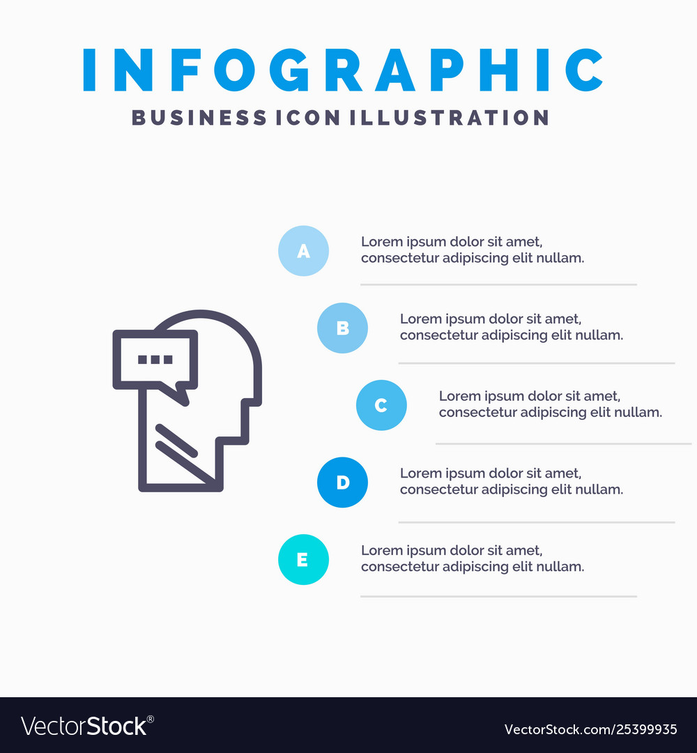 Mind dialog inner head line icon with 5 steps vector image Mind dialog inner head line icon with 5 steps