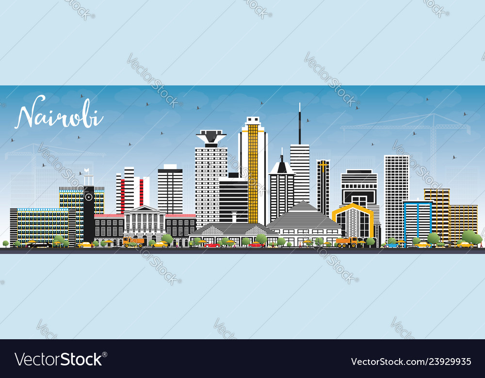 Nairobi Kenya City Skyline With Color Buildings Vector Image