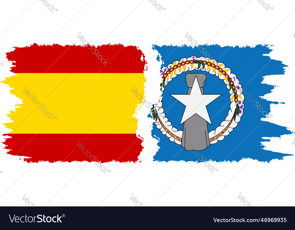 Northern mariana islands and spain grunge flags