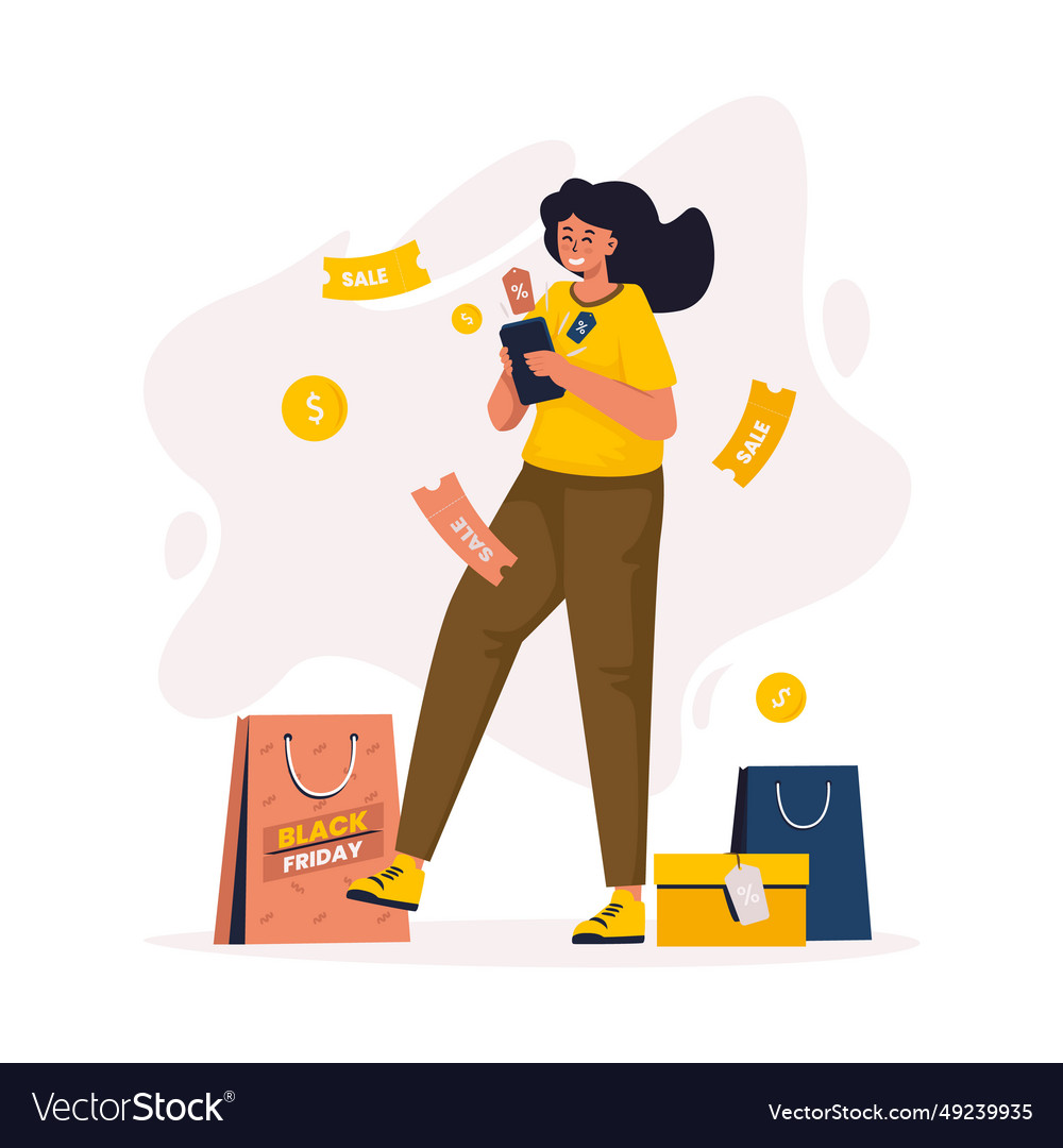 Onling shopping black friday sale promo Royalty Free Vector