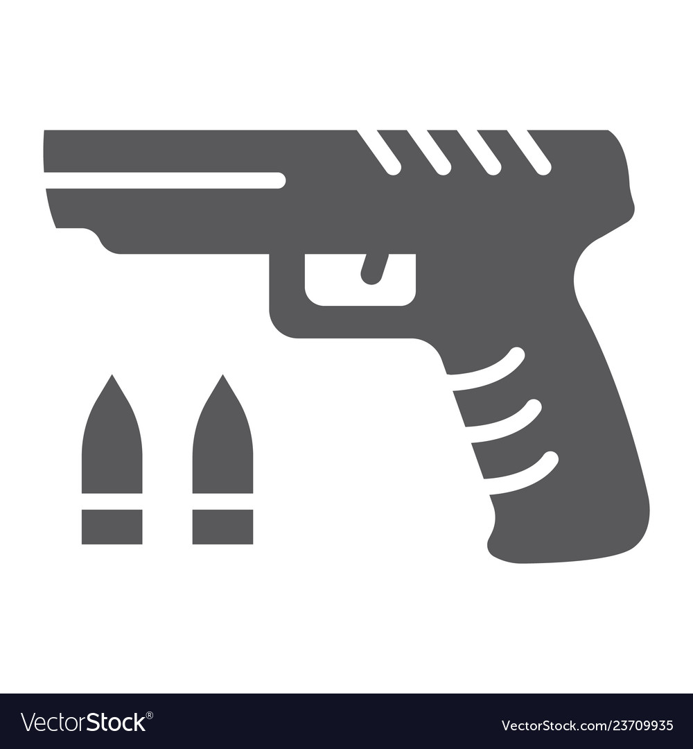 Shooter game glyph icon and play gun sign