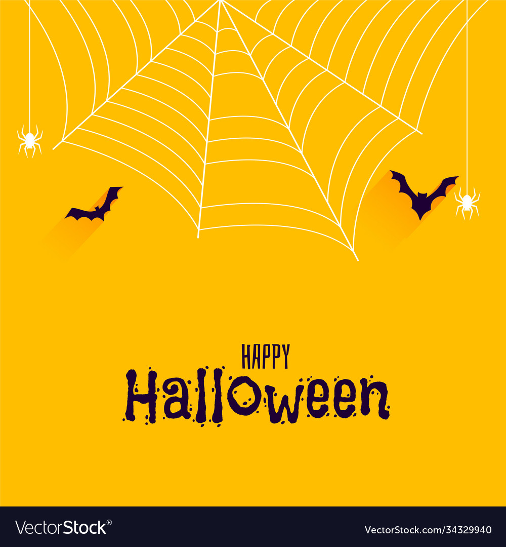 Bats and spider on happy halloween banner Vector Image