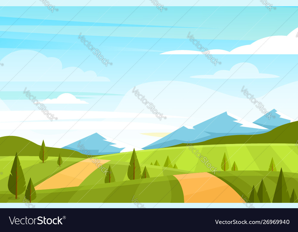 Field landscape with hills Royalty Free Vector Image