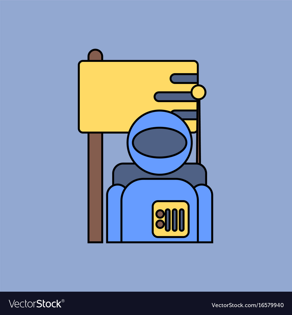 Flat icon design collection astronaut and flag