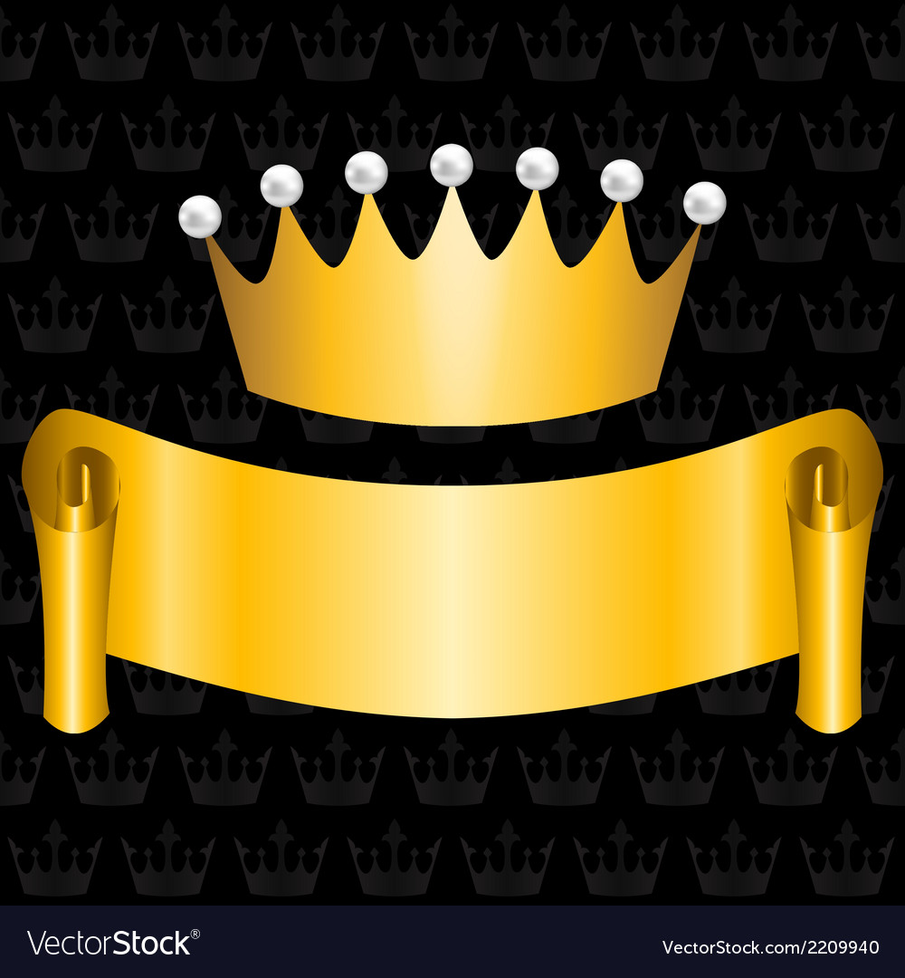 Golden ribbon and crown Royalty Free Vector Image