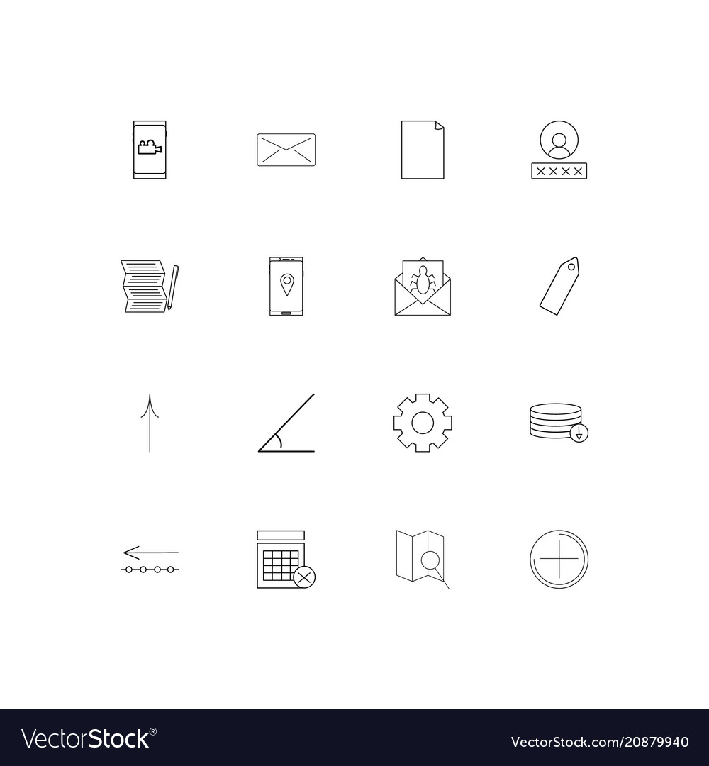 Internet technologies linear thin icons set