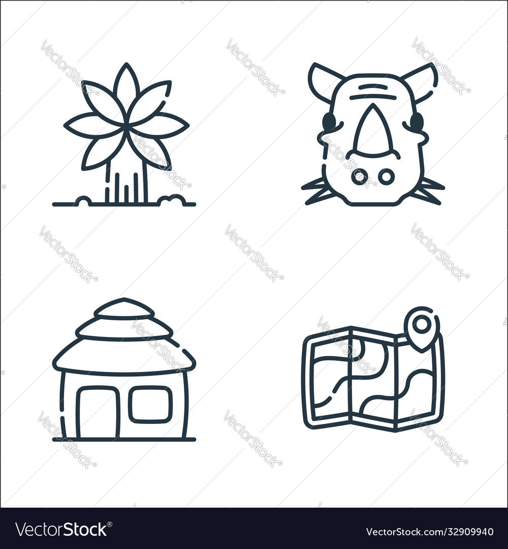 Jungle line icons linear set quality vector image Jungle line icons linear set quality