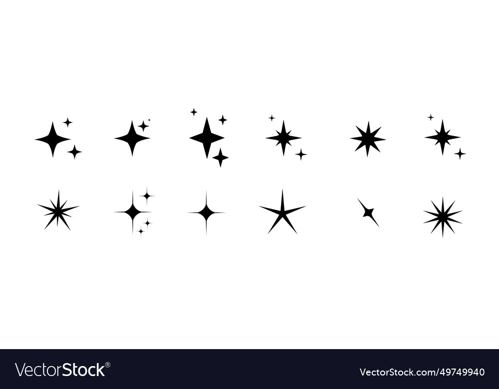 Minimalist silhouette star icons shape Royalty Free Vector