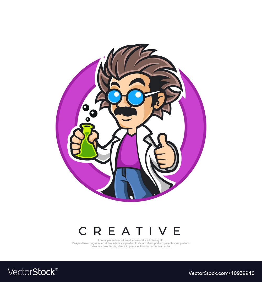 Professor mascot with a circle style