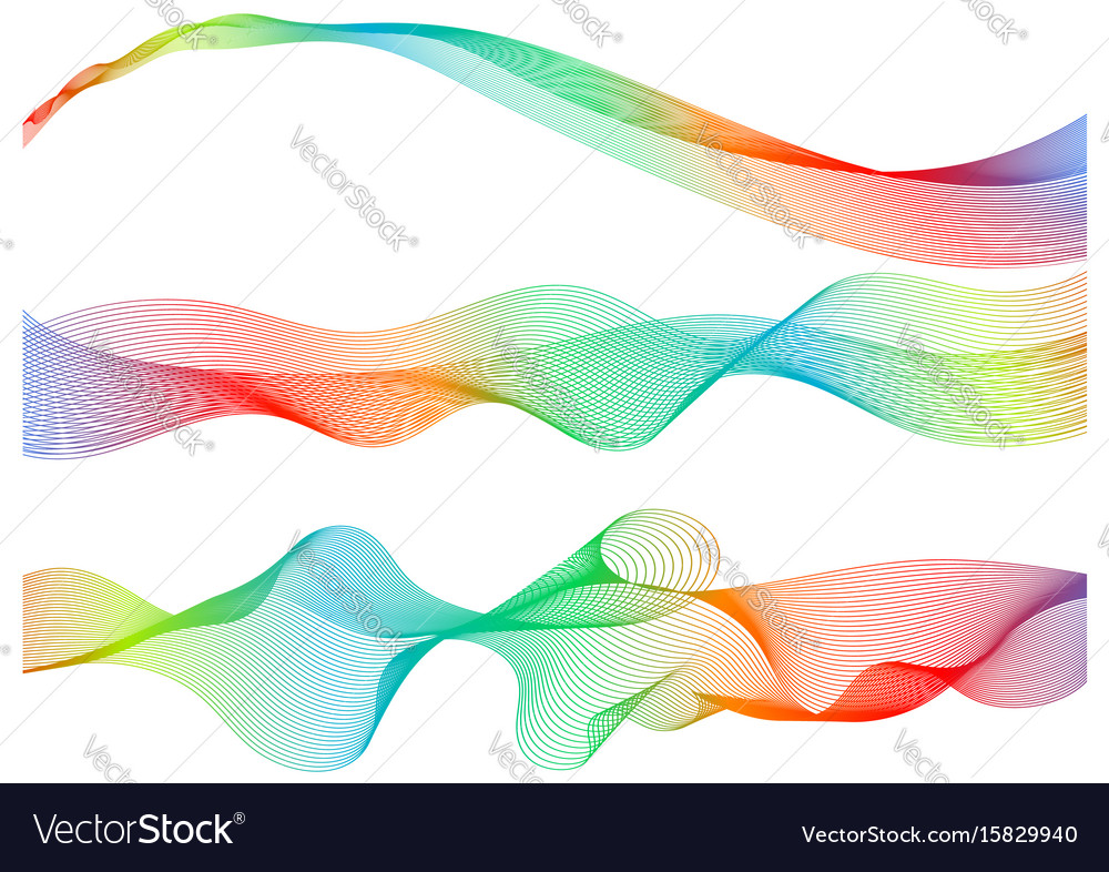 Set great rainbow waves colorful gradient line
