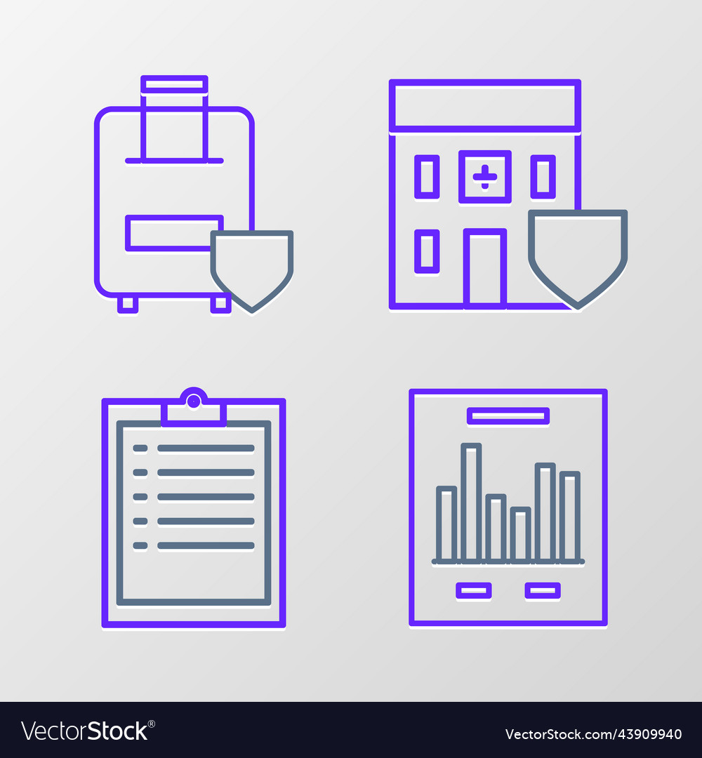 Set line document with graph chart clipboard vector image Set line document with graph chart clipboard