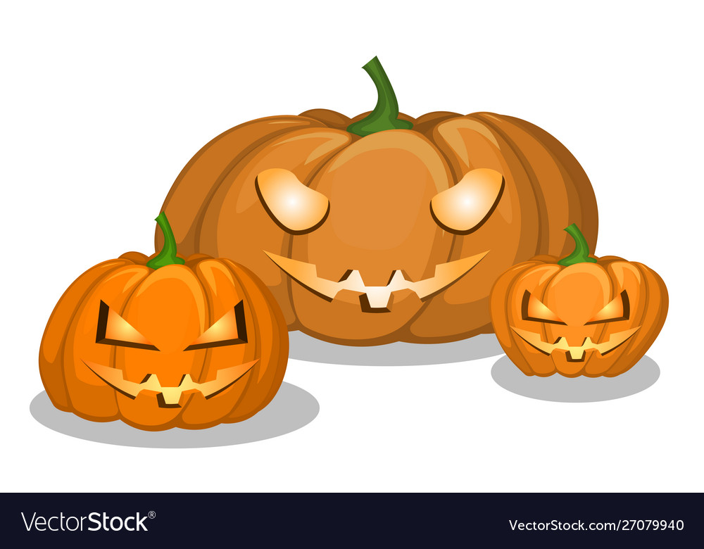 Set three pumpkins different shapes