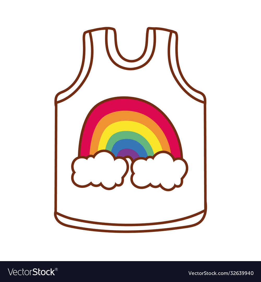 Shirt with cute rainbow gay flag line and fill